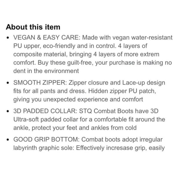 Stq Womens Solid Brown Vegan Combat Boots Quilted Leather 7 - Picture 6 of 9